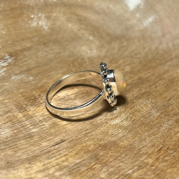 Natural Ethiopian Opal Flower 925 Sterling Silver Ring - Picture 6 of 16